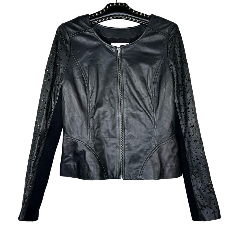 Hinge Full Zip Cutout Leather Moto Jacket Medium NWOT